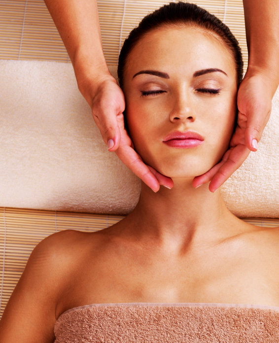 woman on facial massage