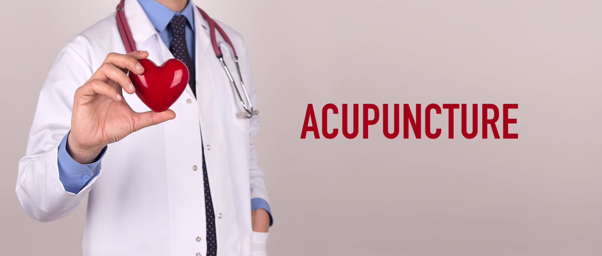 acupunture concept doctor holding a stuffed heart